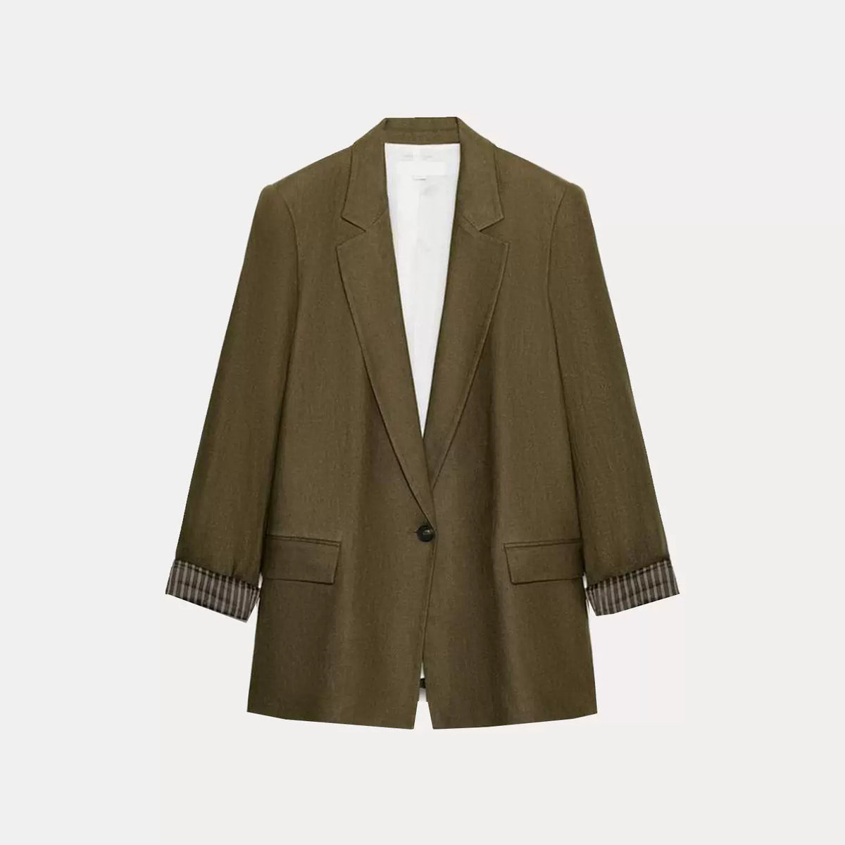 Single-Button Rolled-Cuff Blazer