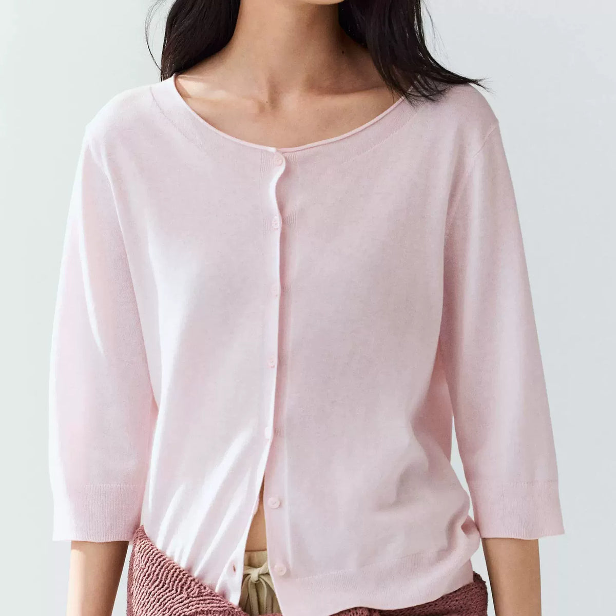 Boat-Neck Knit Cardigan