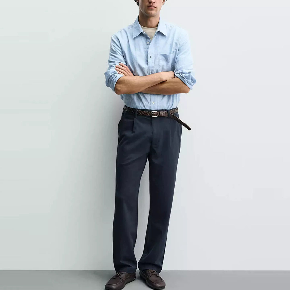 Pleat Detail Stretch Trousers
