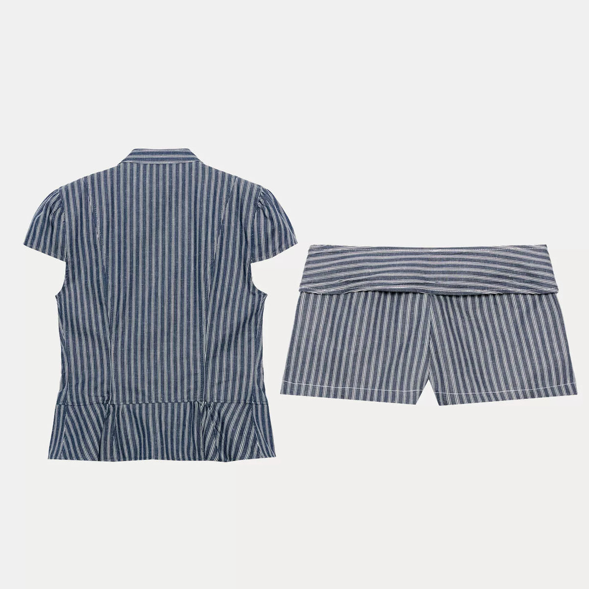 Striped Button Top and Mini Shorts Set