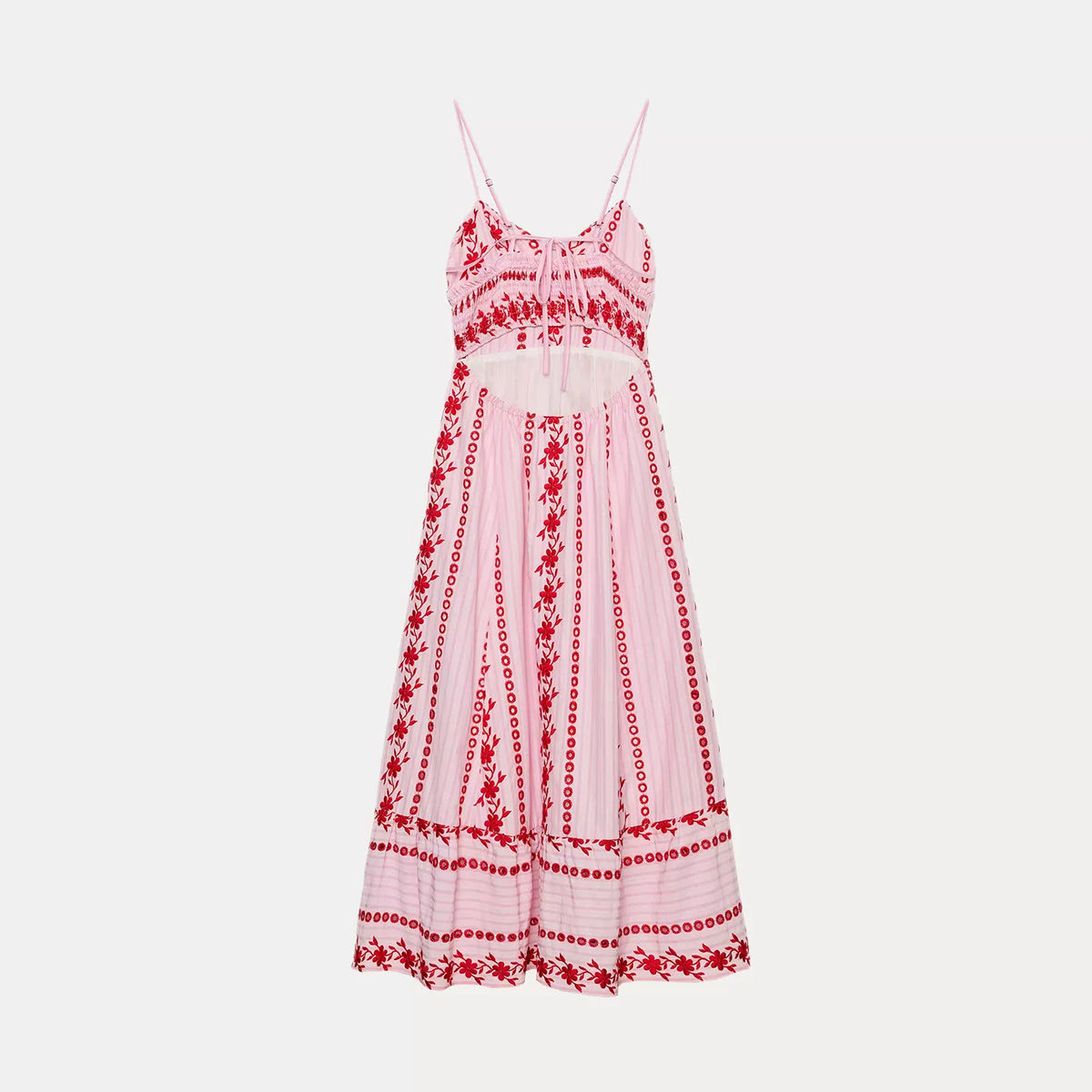 Embroidered Cutout Midi Slip Dress