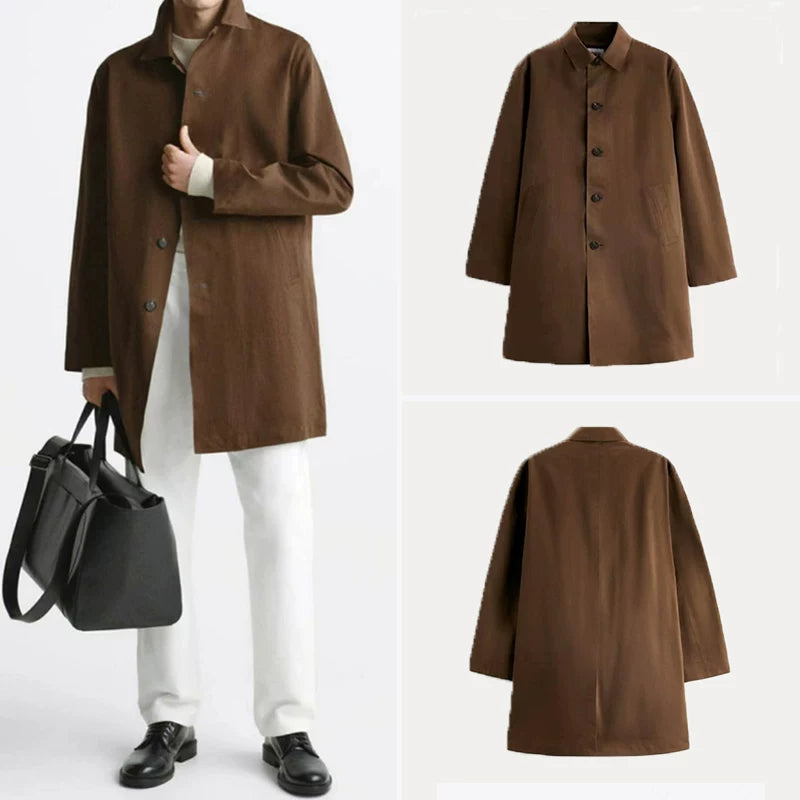 Windproof Mid-Length Trench Coat