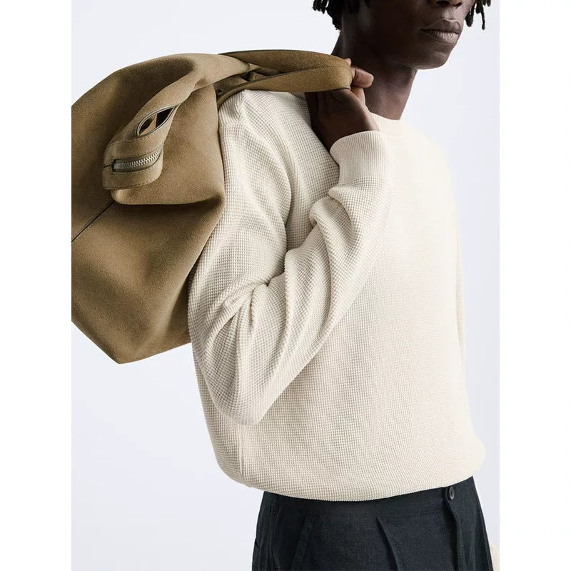 Textured Crew Neck Sweater