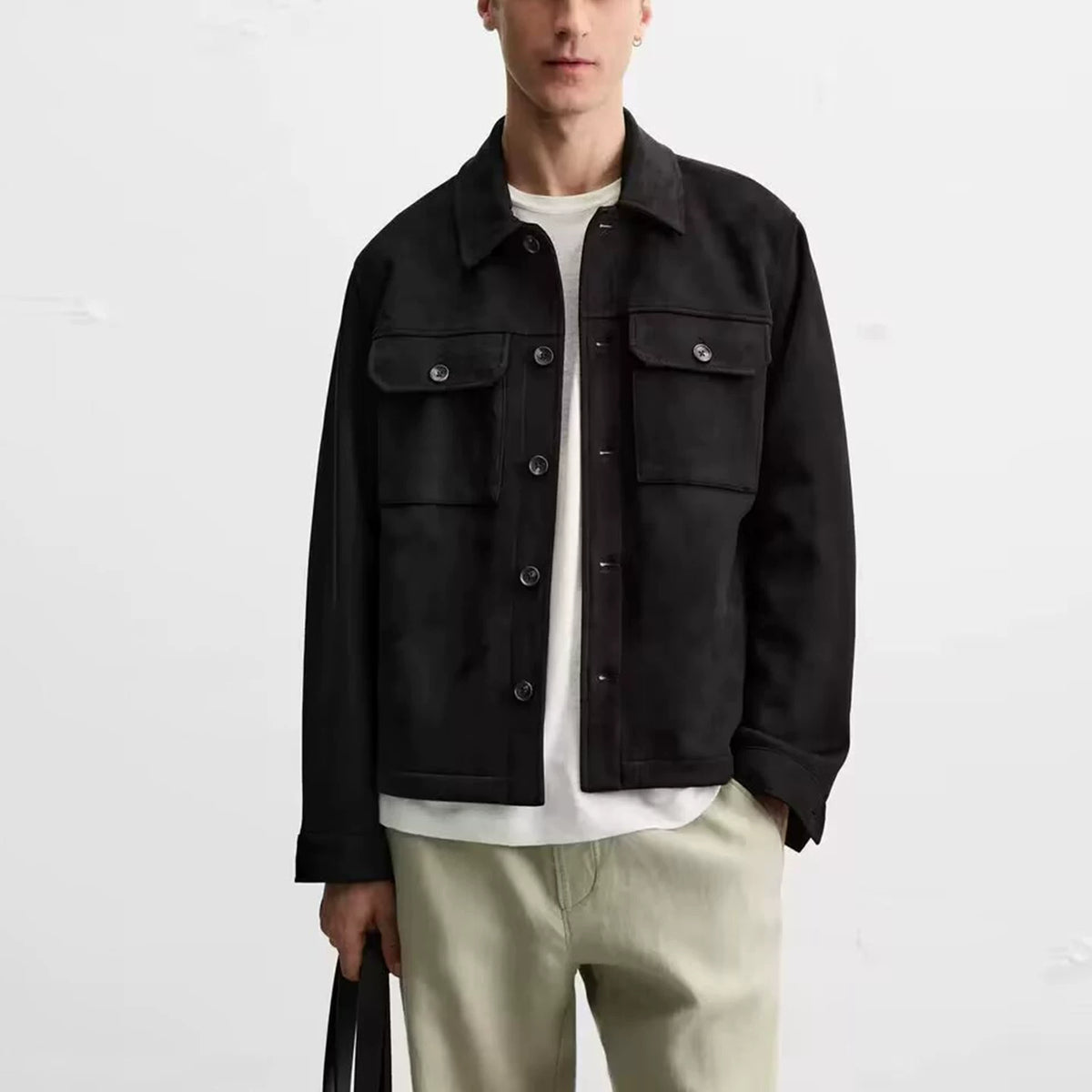 Suede-Effect Overshirt