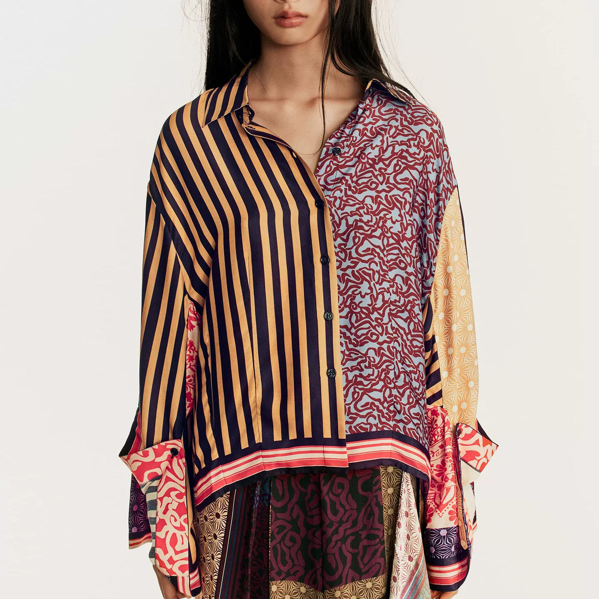 Printed Shirt and Midi Skirt Set