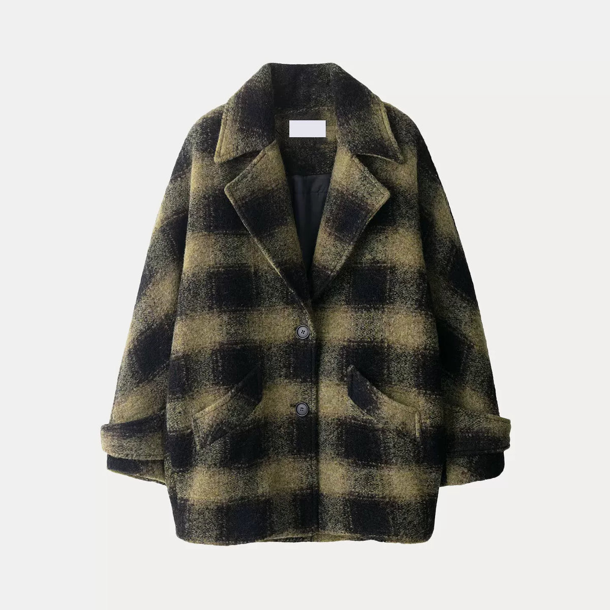Cropped Plaid Lapel Jacket