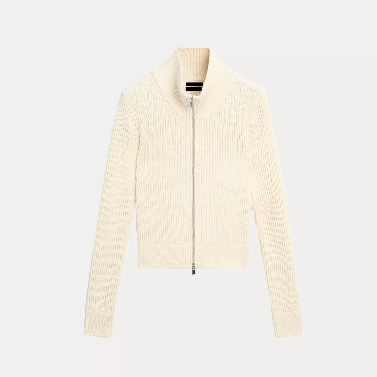 Zip-Front Slim Knit Cardigan
