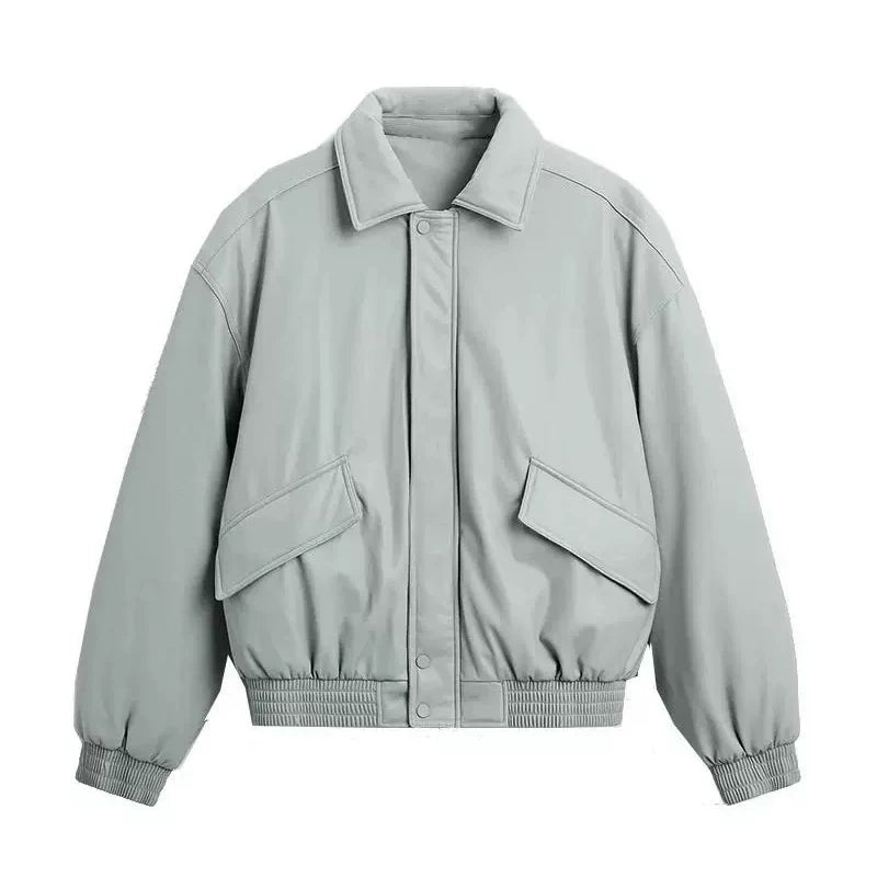 Faux Leather Aviator Jacket