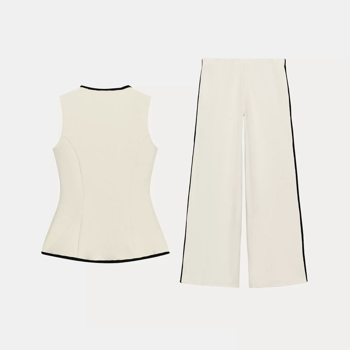 Contrast Trim Sleeveless Top & Trousers Set