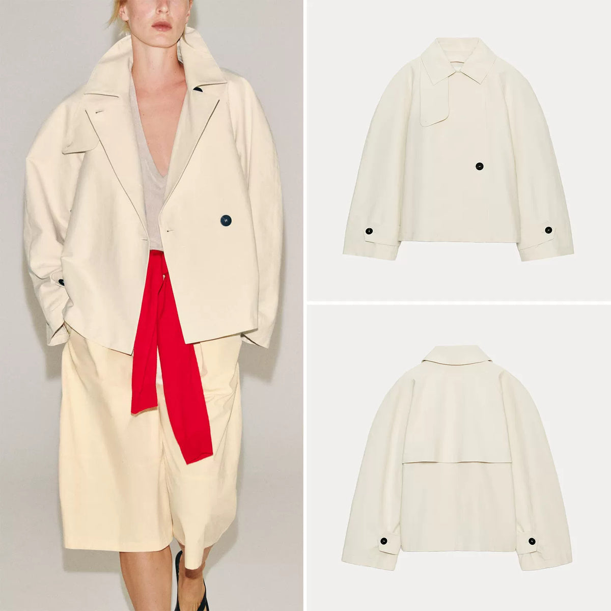 Cropped High-Neck Trench