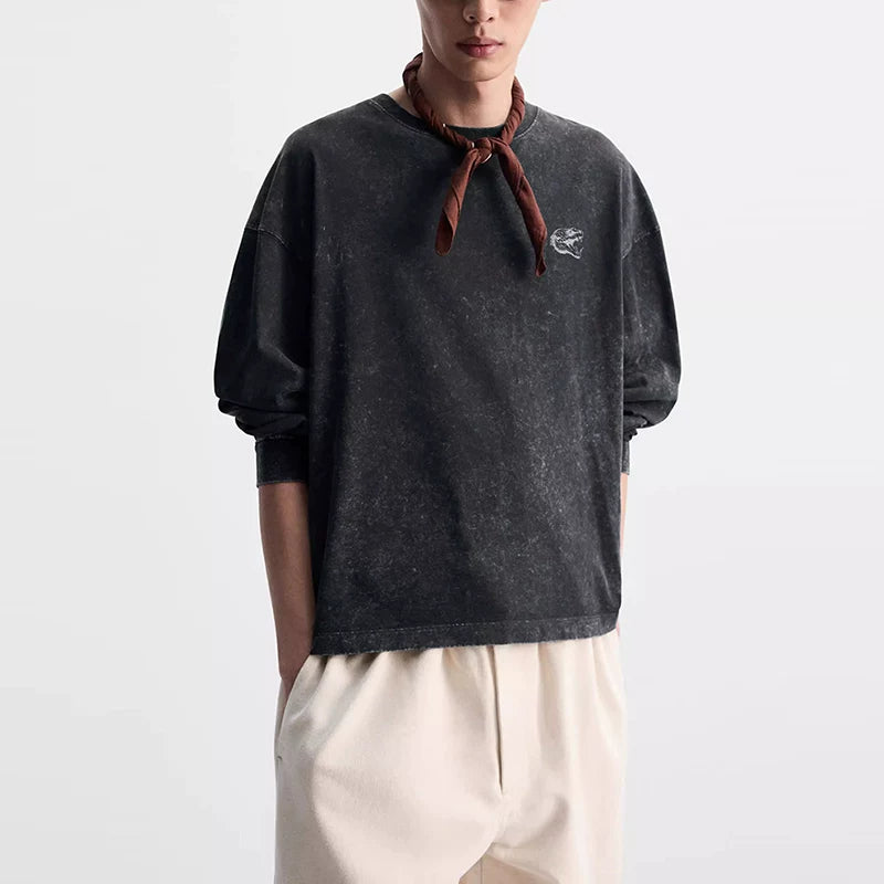 Washed Snake Print Long-Sleeve T-Shirt