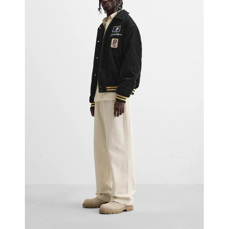 Patchwork Corduroy Varsity Jacket