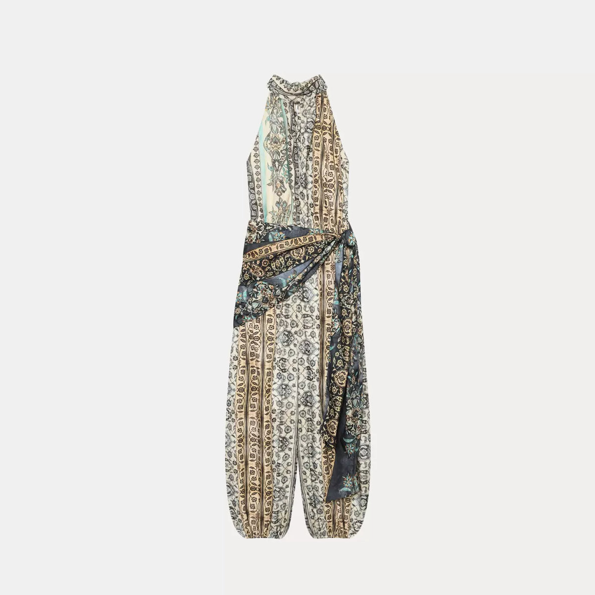 Tie Open-Back Halter Jumpsuit