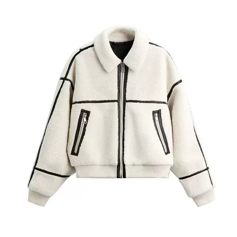 Retro Faux Shearling Zip Jacket