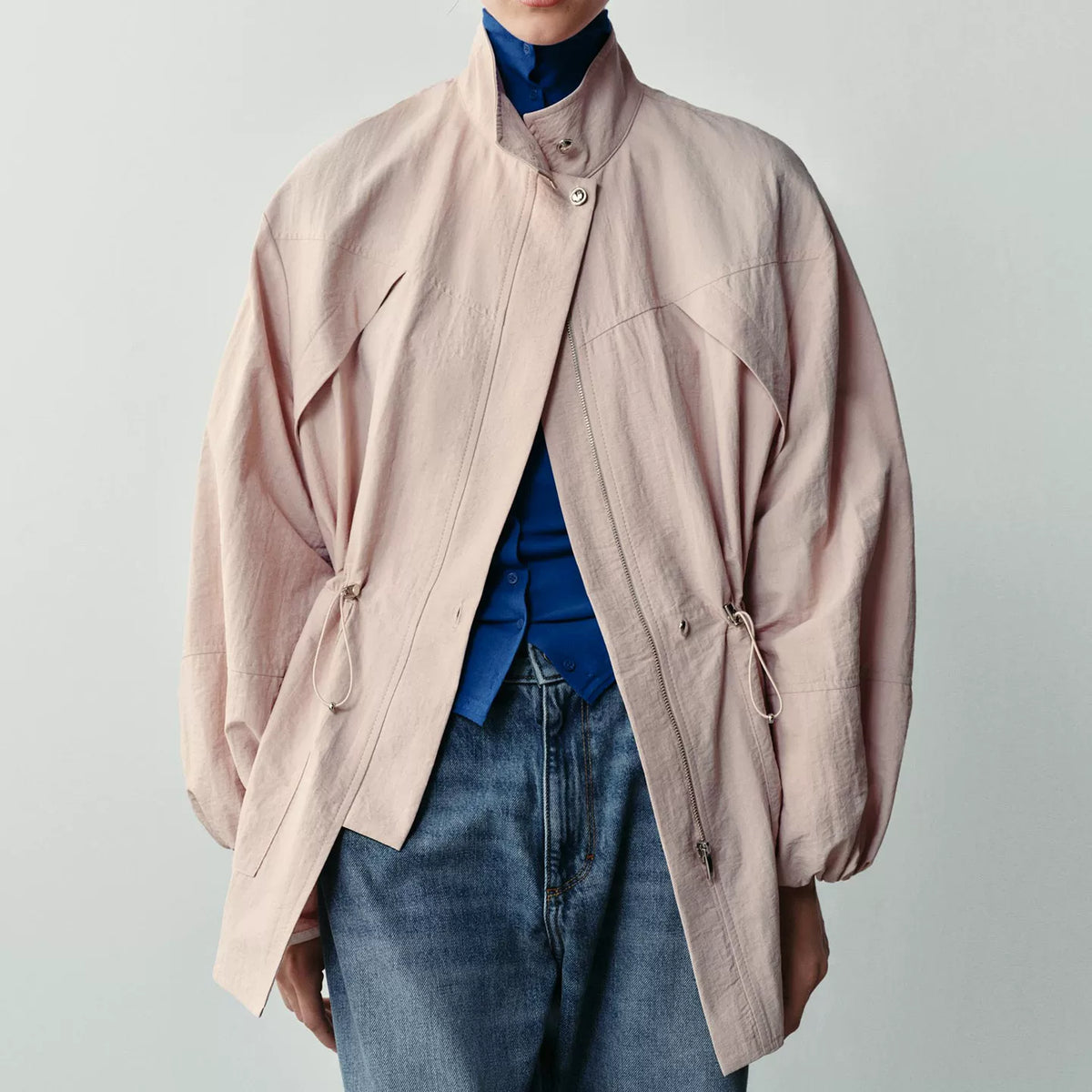 Cinched Stand-Collar Jacket