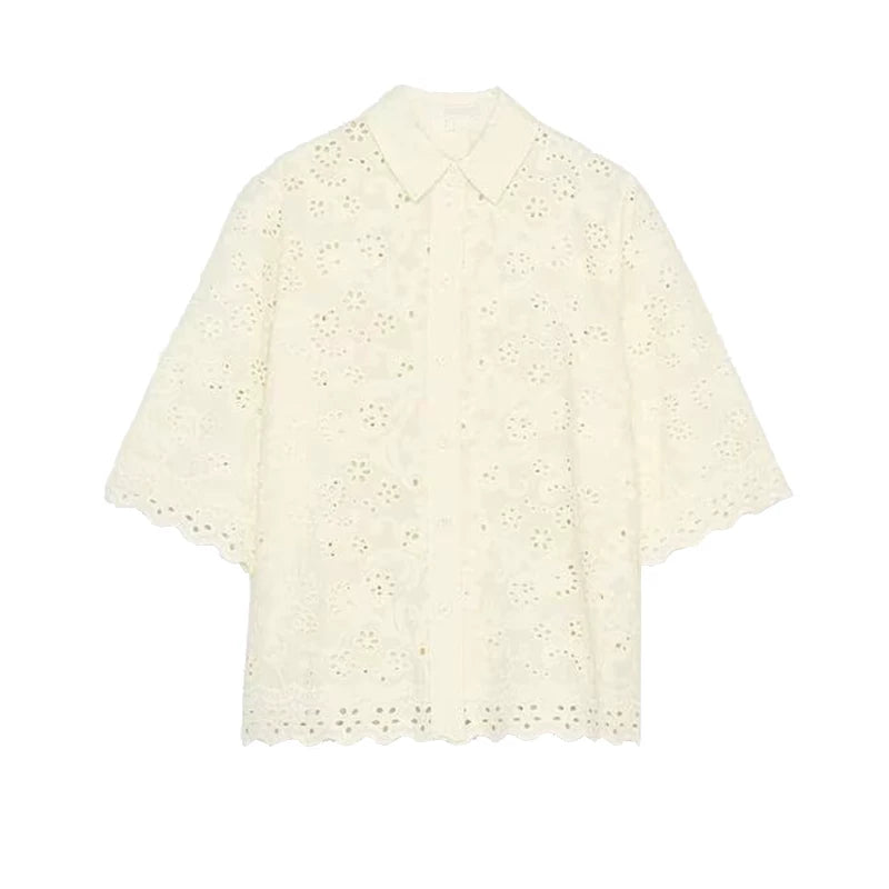 Cutwork Embroidered Shirt and Trousers Set