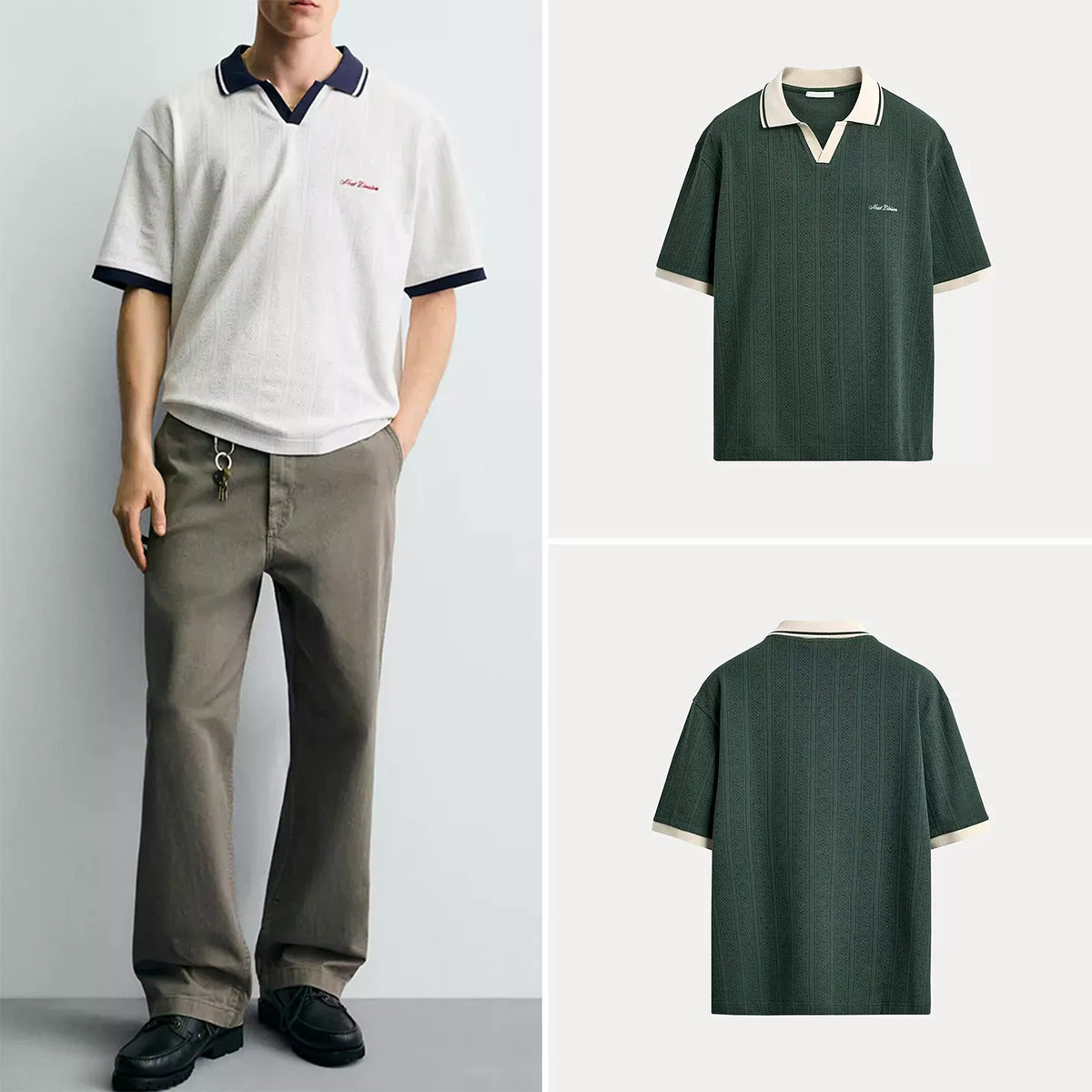 Jacquard Embroidered Stripe Polo