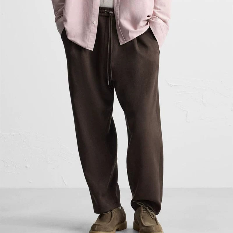 Suede-Effect Wide-Leg Trousers