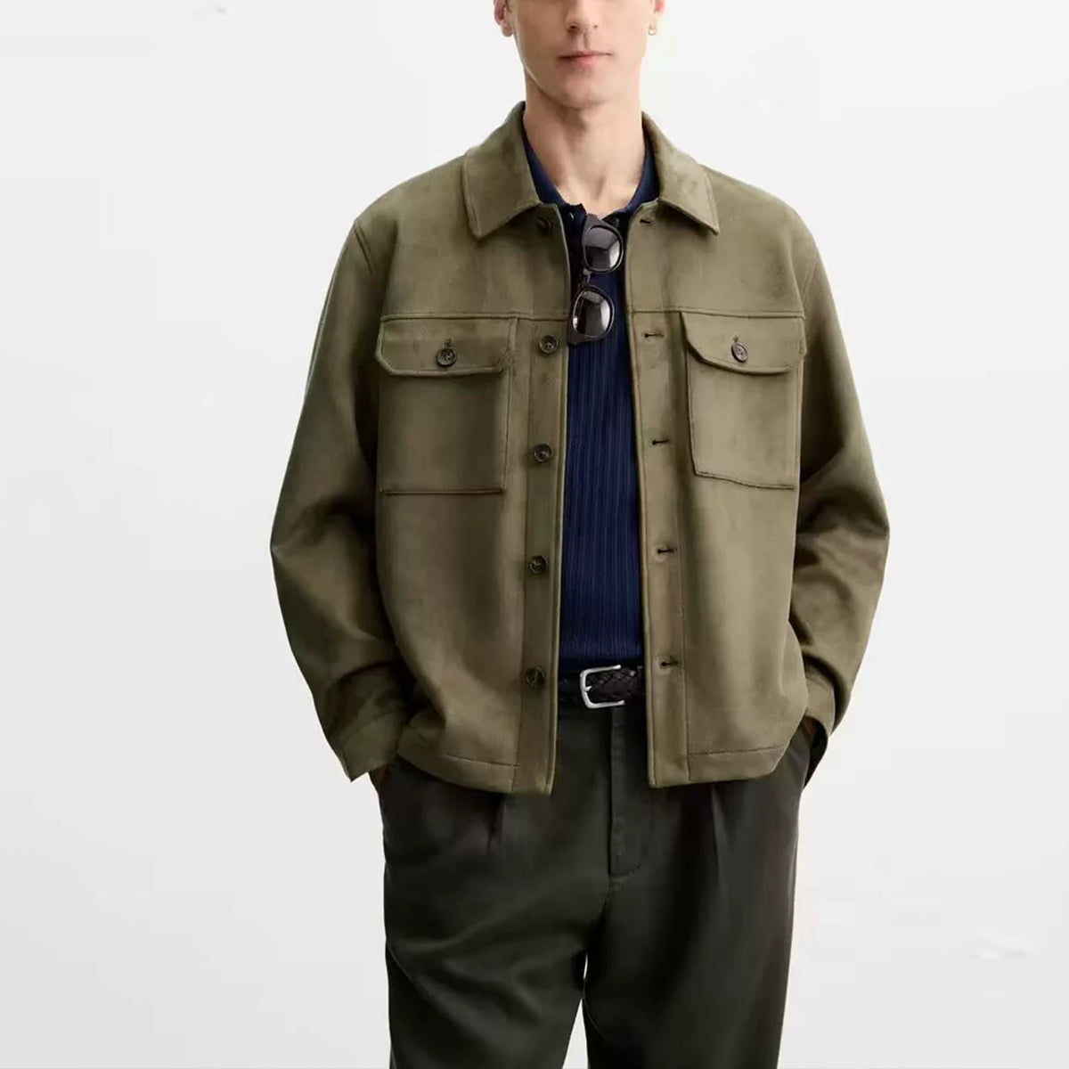 Suede-Effect Overshirt