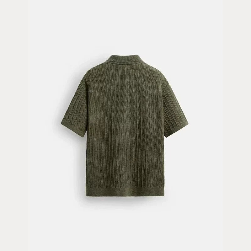 Textured Knit Short-Sleeve Shirt