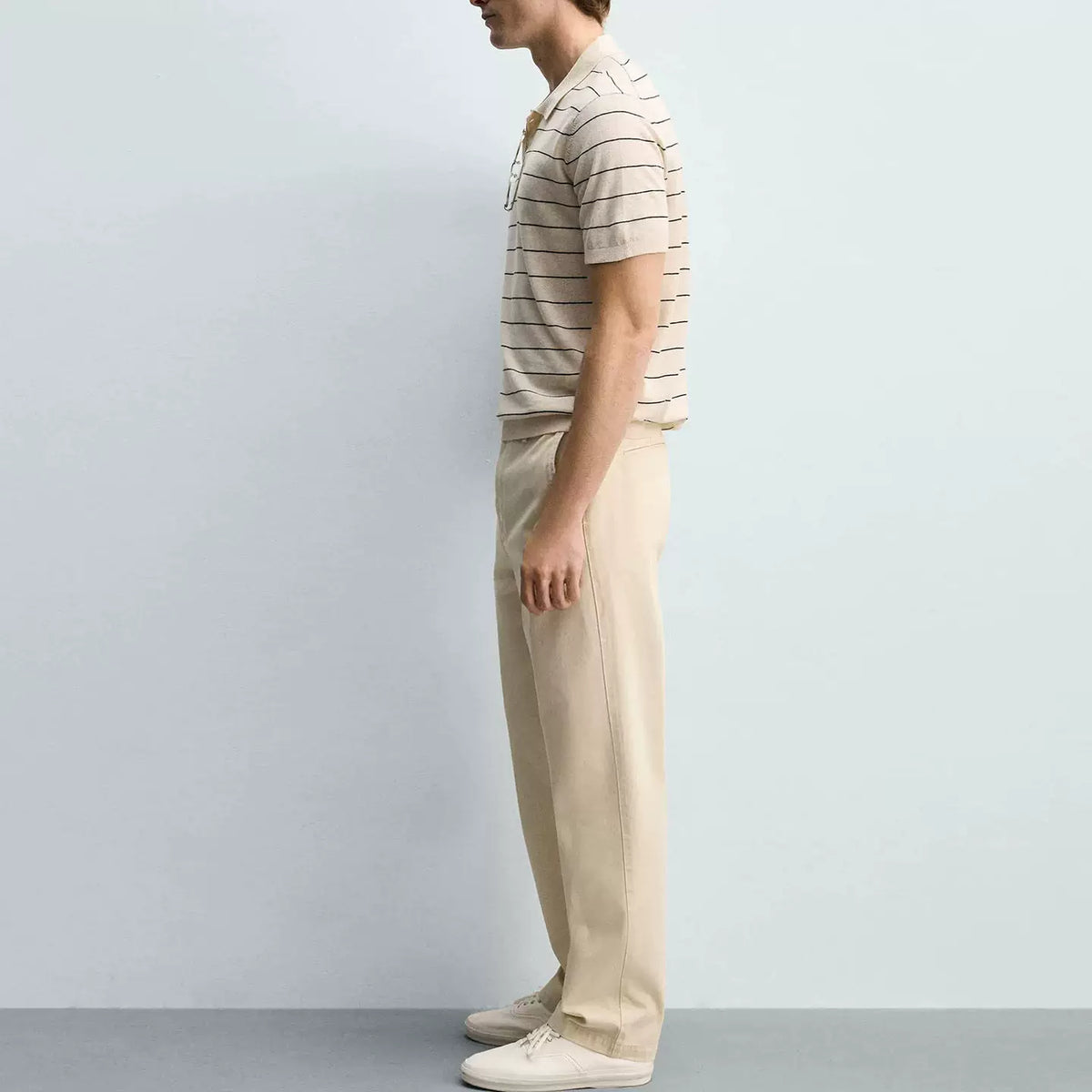 Striped Knit Polo Shirt