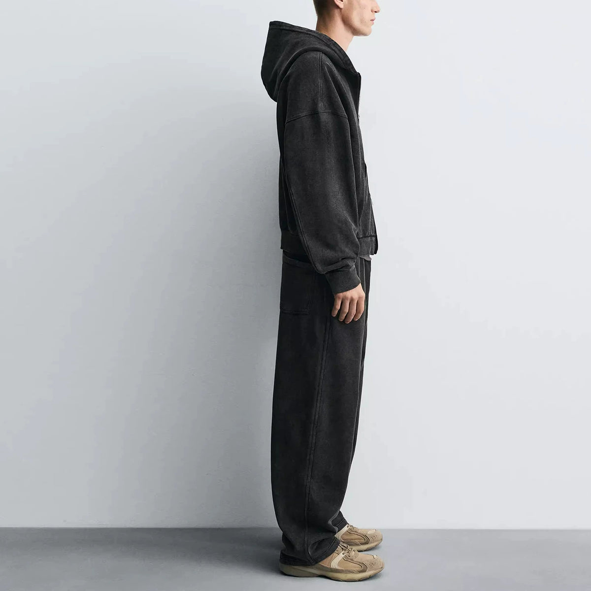 Washed Zip Hooded Sweatshirt