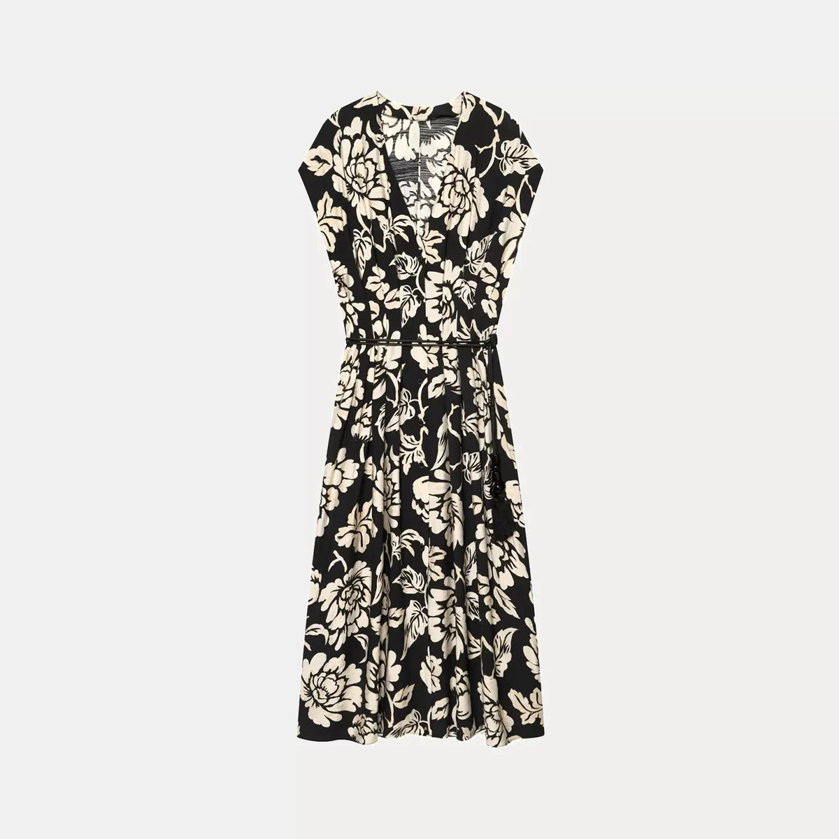 Button-Front Midi Dress