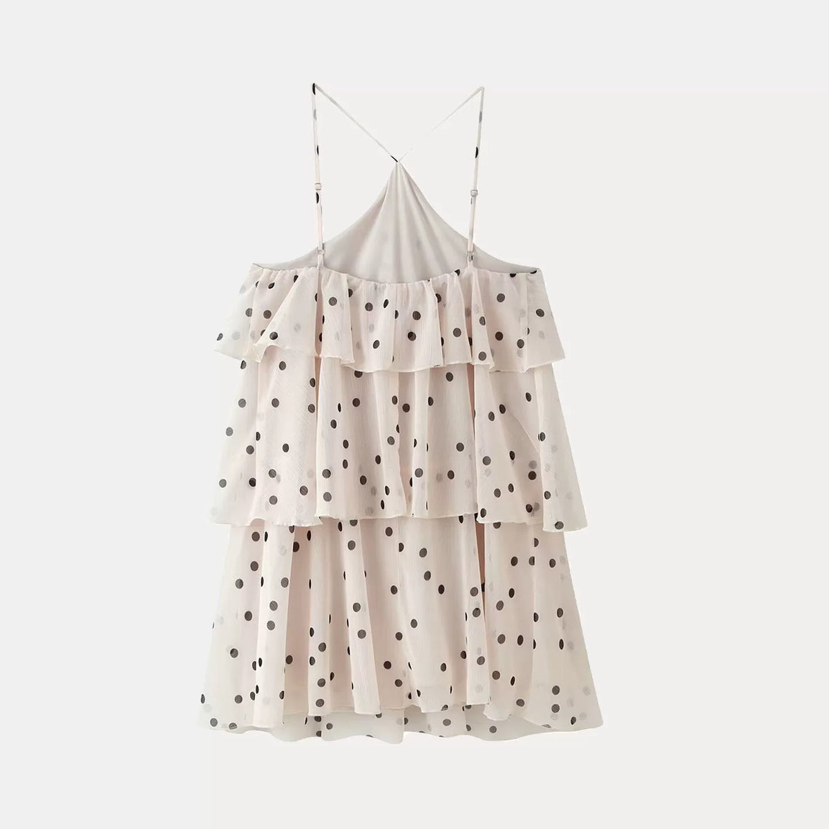 Polka Dot Halter Tiered Dress