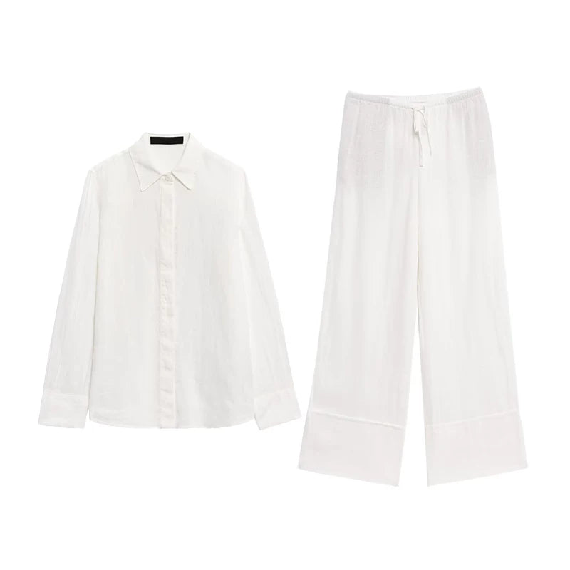 Relaxed Shirt & Wide-Leg Trousers Set