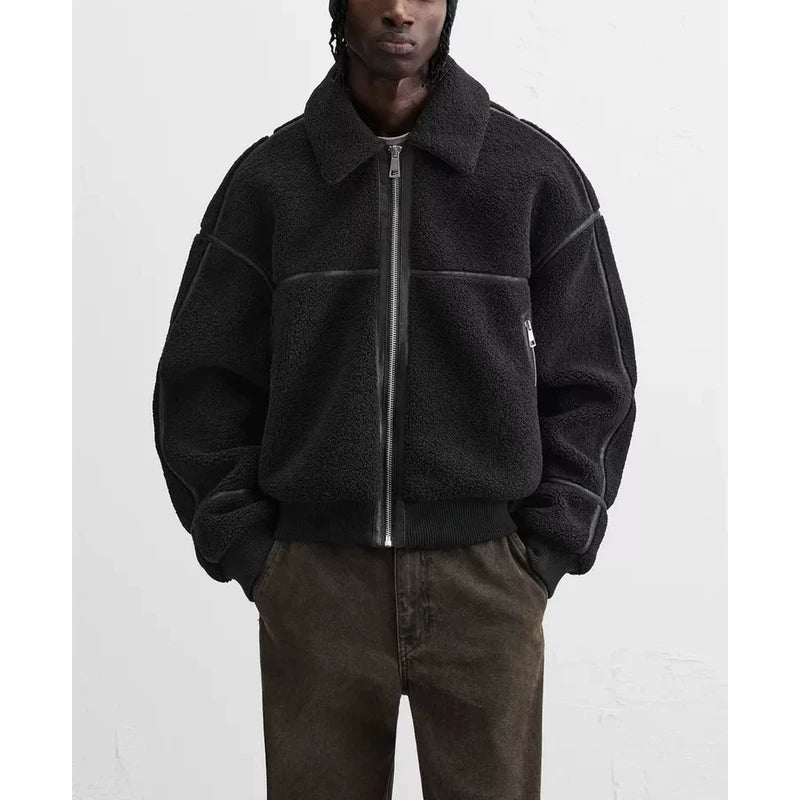 Retro Faux Shearling Zip Jacket
