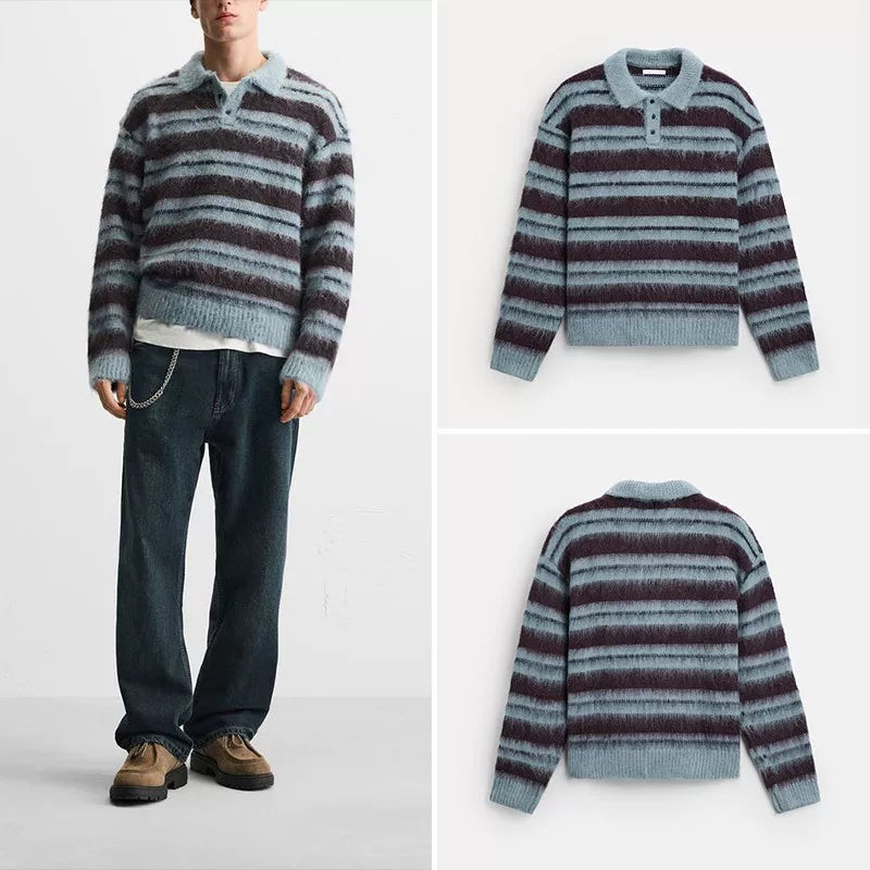 Brushed Striped Knit Polo