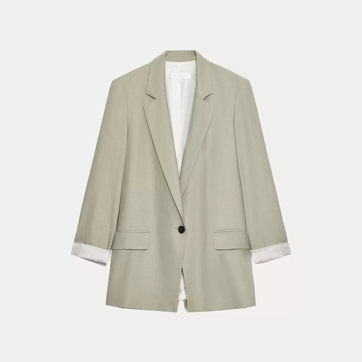 Single-Button Rolled-Cuff Blazer