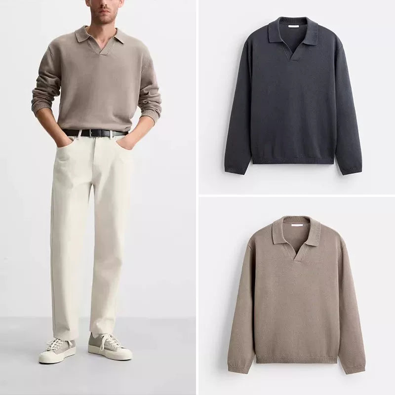 Long-Sleeve Knit Polo