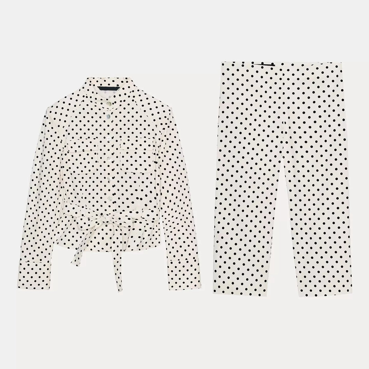 Polka Dot Shirt Jacket & Capri Trousers Set