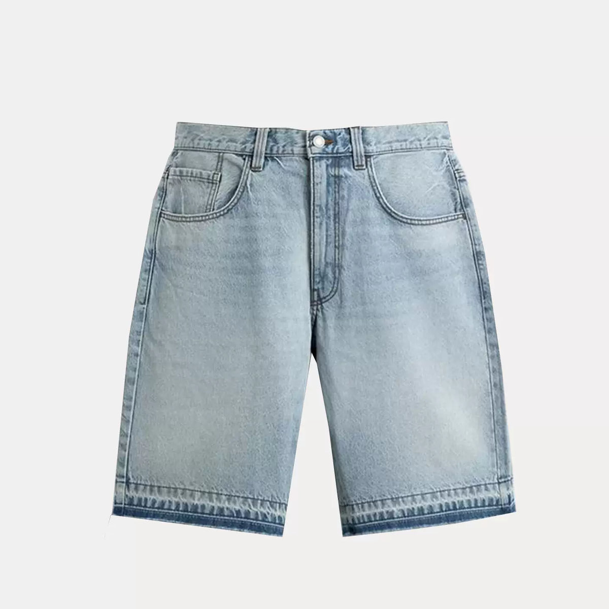Washed Denim Relaxed Shorts