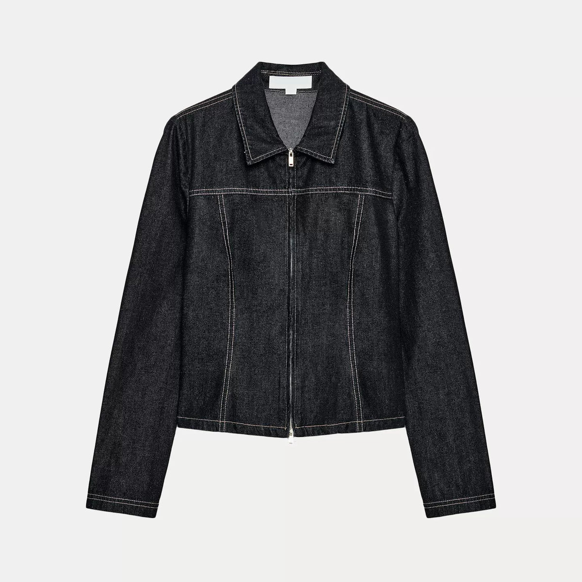 Denim Zip Shirt & Wide-Leg Trousers Set