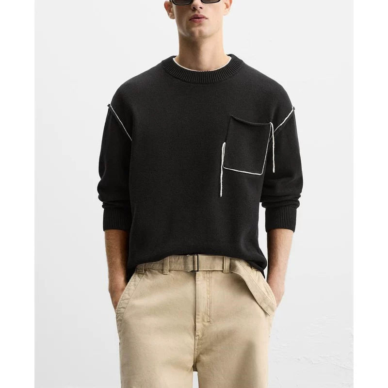 Contrast Trim Relaxed Knit Sweater