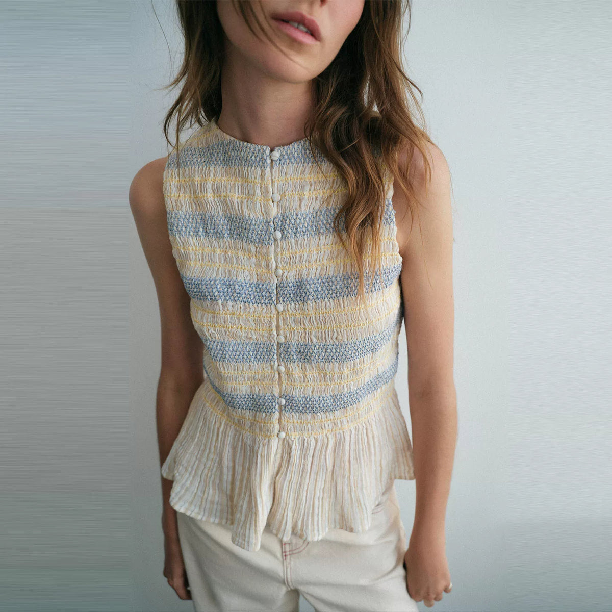 Honeycomb Embroidered Sleeveless Top