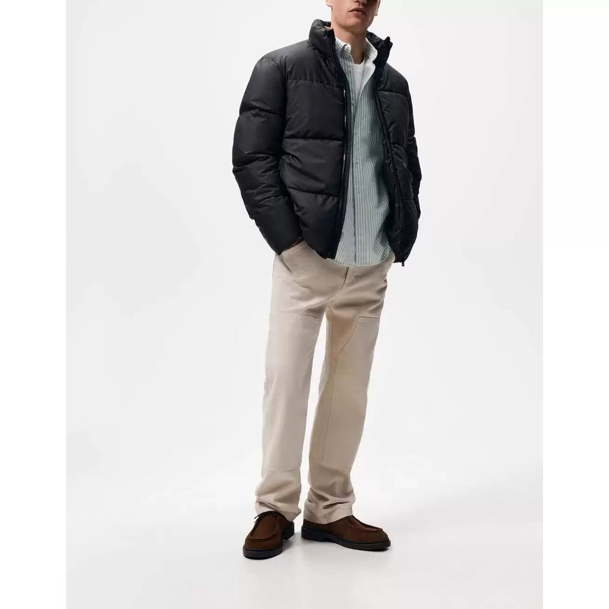 Coated Faux Leather Puffer Jacket