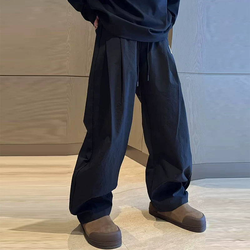 Pleated Straight-Leg Cargo Trousers