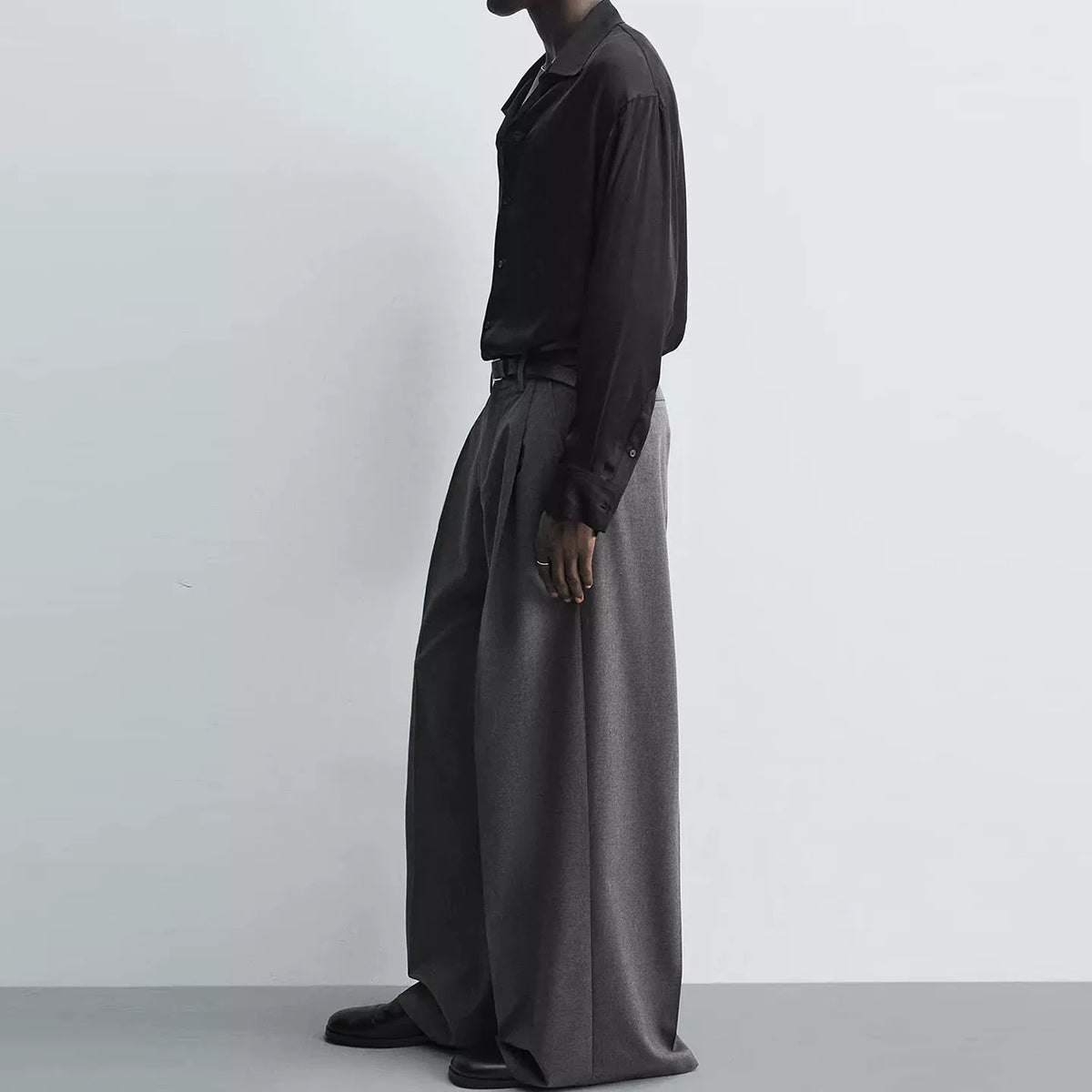 Pleated High-Waist Wide-Leg Trousers