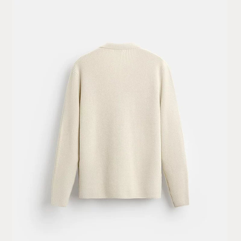Textured Collared Knit Cardigan