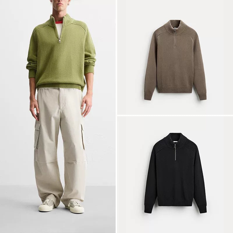Half-Turtleneck Slim Knit Sweater