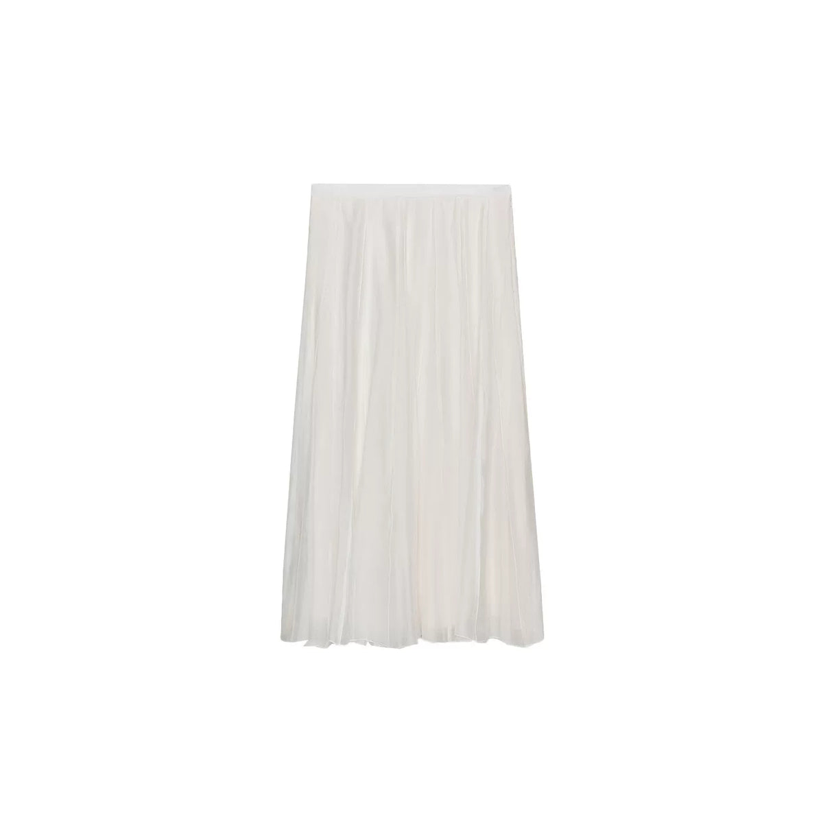 Draped Pleated Mid-Rise Skirt