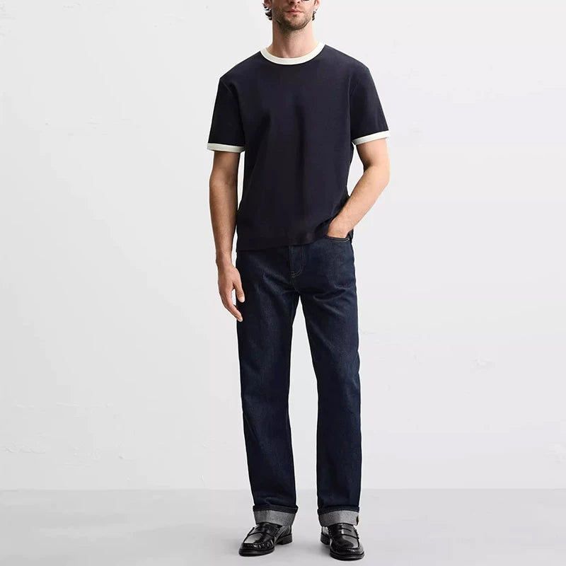 Contrast Textured Slim Crew Tee