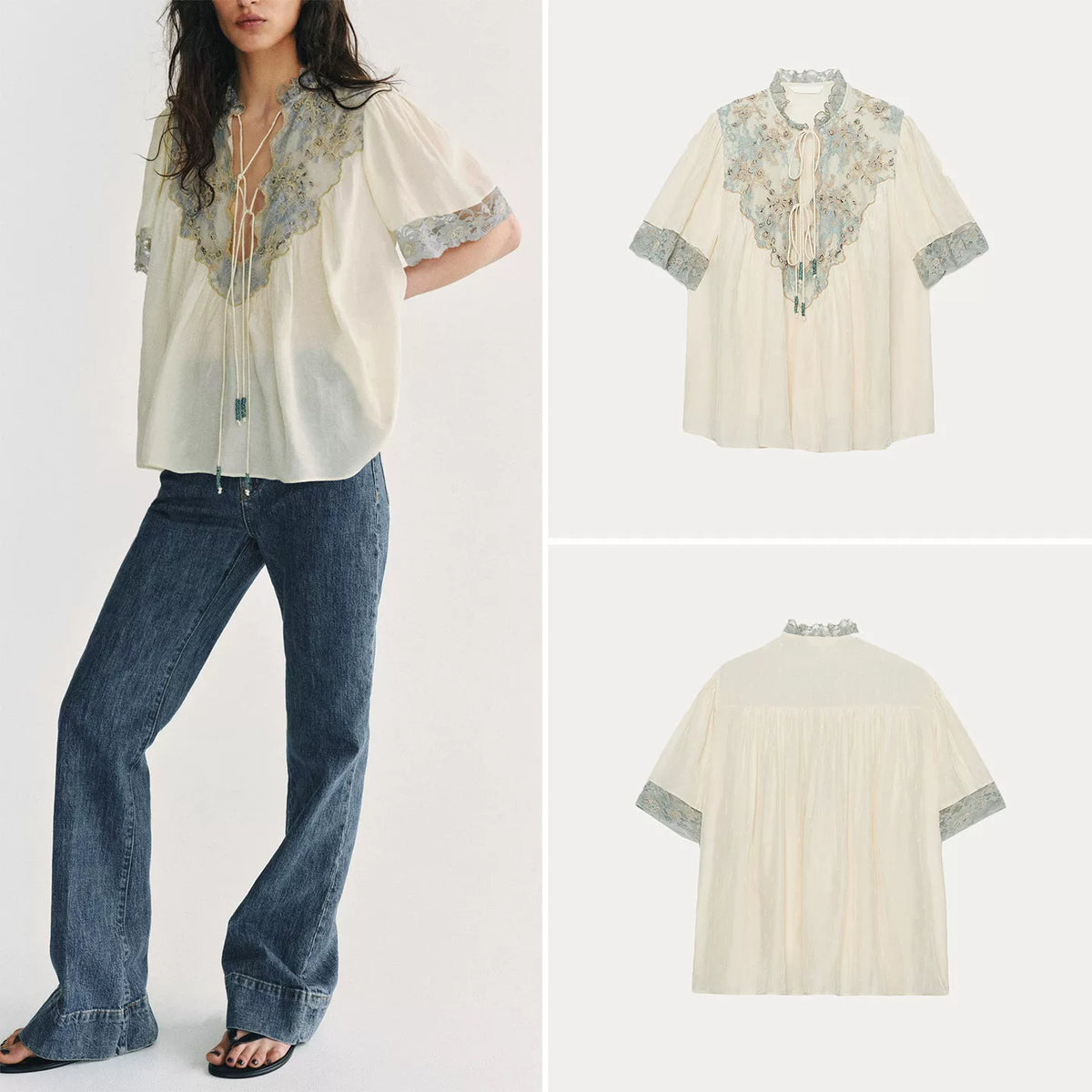 Lace Button-Up Shirt