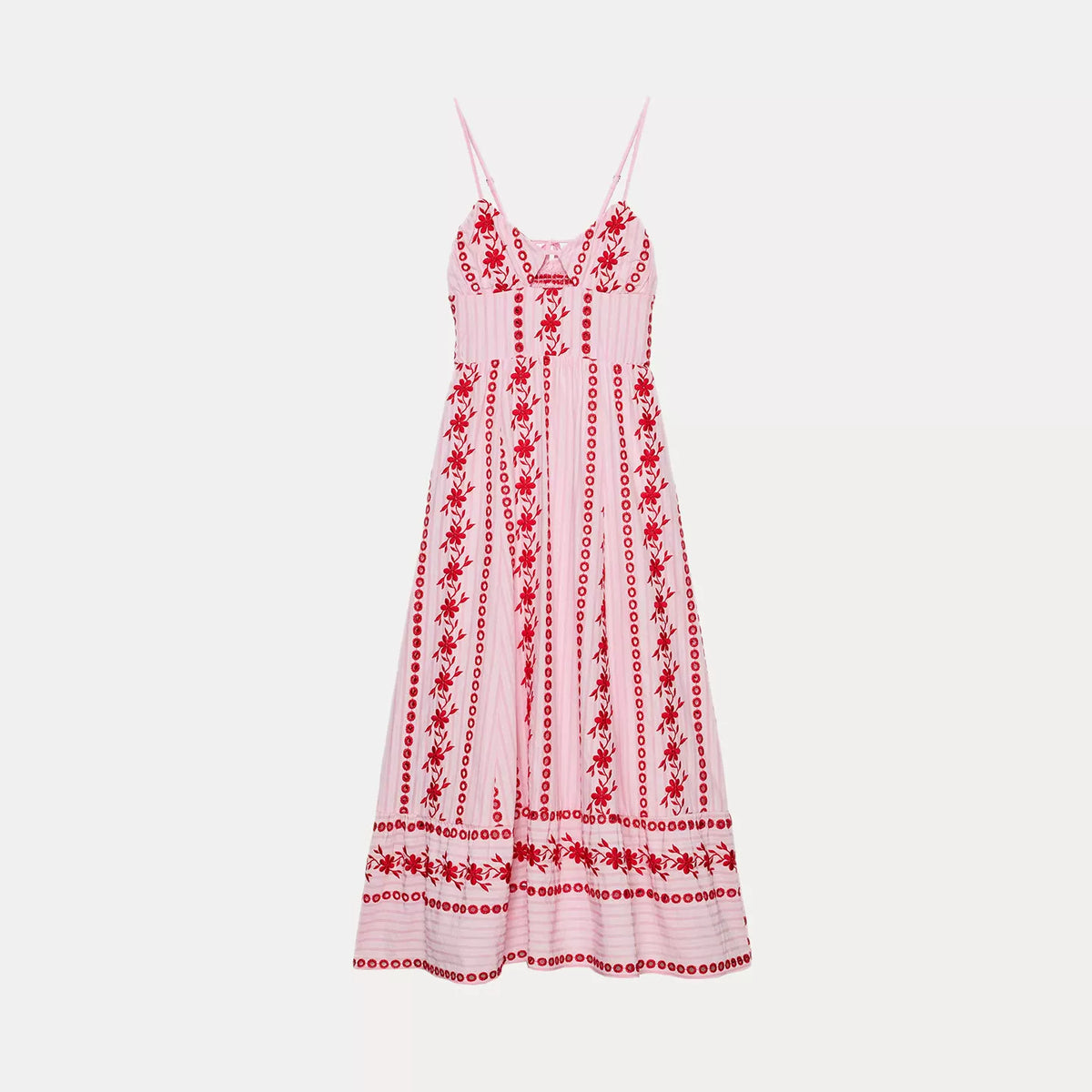 Embroidered Cutout Midi Slip Dress