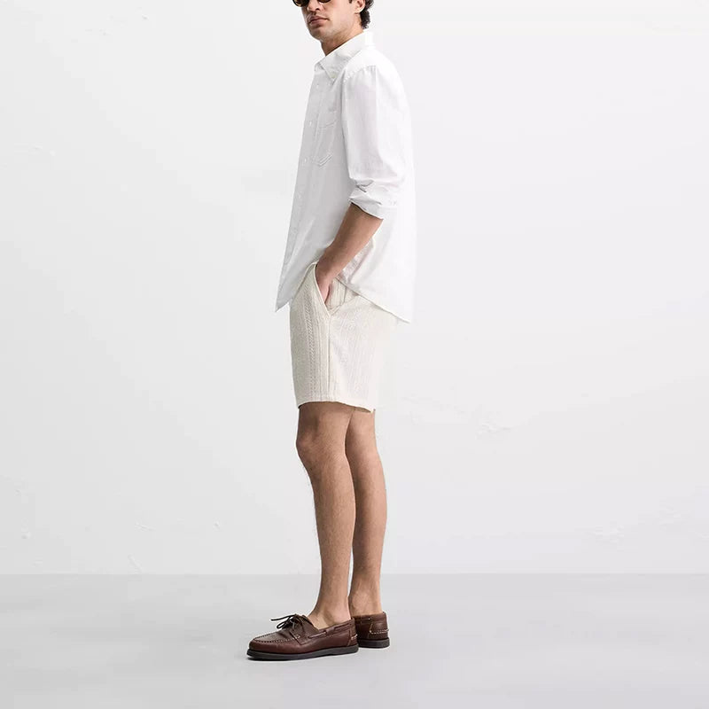 Striped Textured Straight Shorts