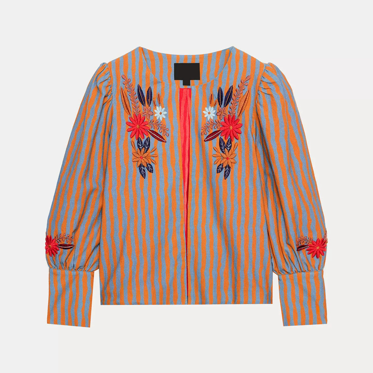 Embroidered Floral Striped Jacket