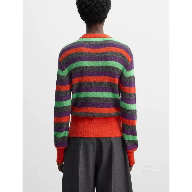 Colour-Block Striped Crew Knit